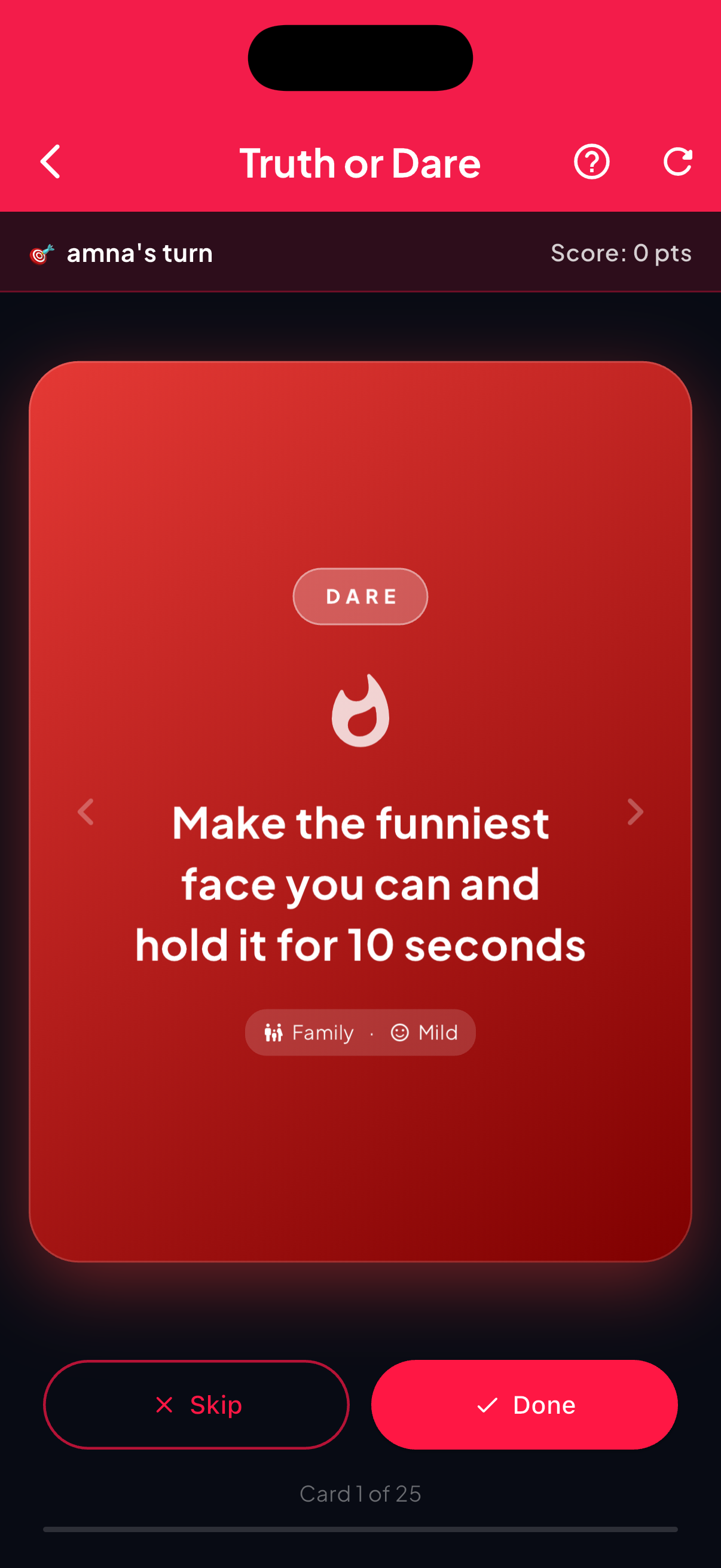 Party Companion app screen
